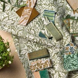 Bird & Anemone Weave Outdoor Fabric