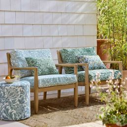 Bird & Anemone Weave Outdoor Fabric