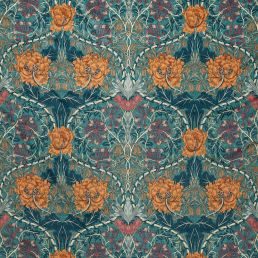 Honeysuckle And Tulip Velvet Fabric